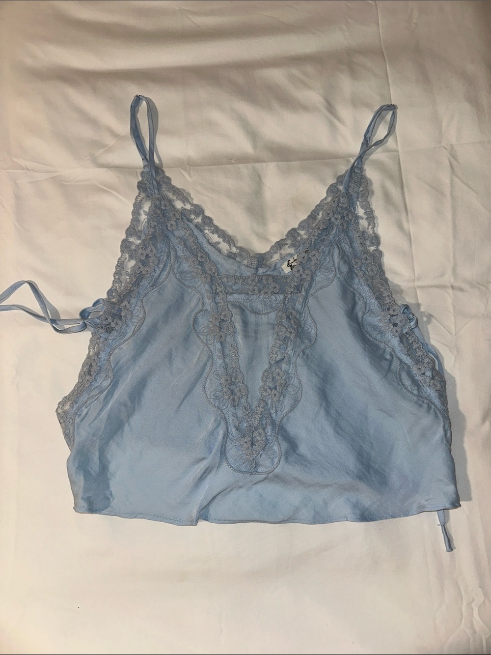 Free People Women’s Light Blue Lace Trim Cami Top